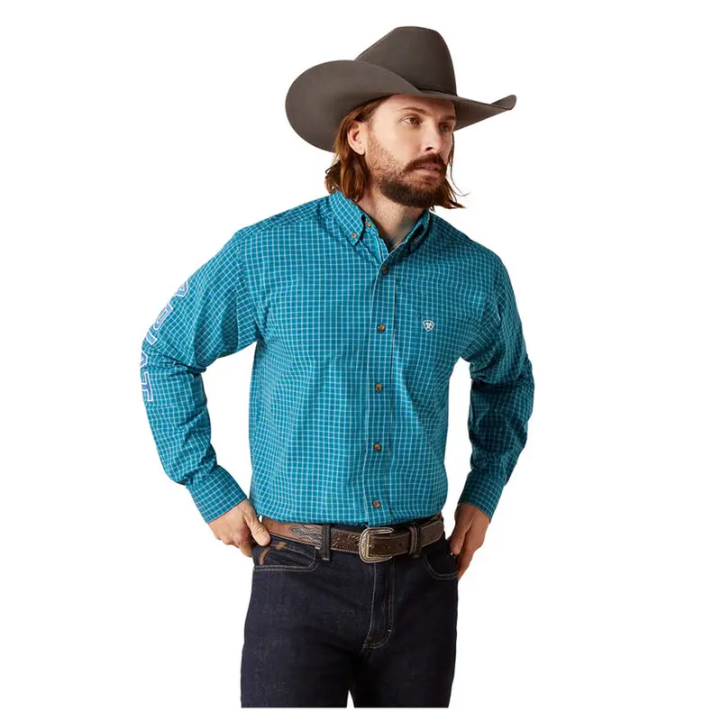 10046324 Ariat Men's Pro Series Team Wayland Classic Fit Buttondown Shirt - Blue 1