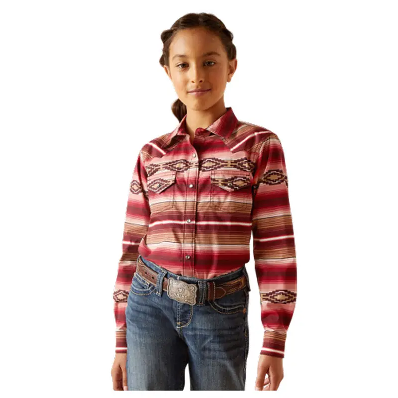 10046420 Ariat Girls Serape Shirt - Blushing Serape Print 1