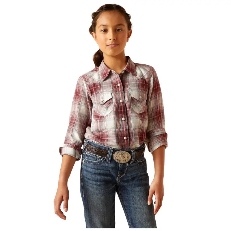 10046421 Ariat Girls Afternoon Western Snap Long Sleeve Shirt - Laramie Plaid 1
