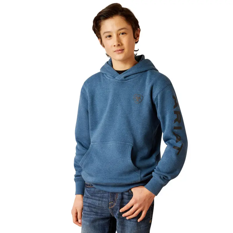 10046472 Ariat Boys' Ariat Logo Hoodie - Poseidon 1