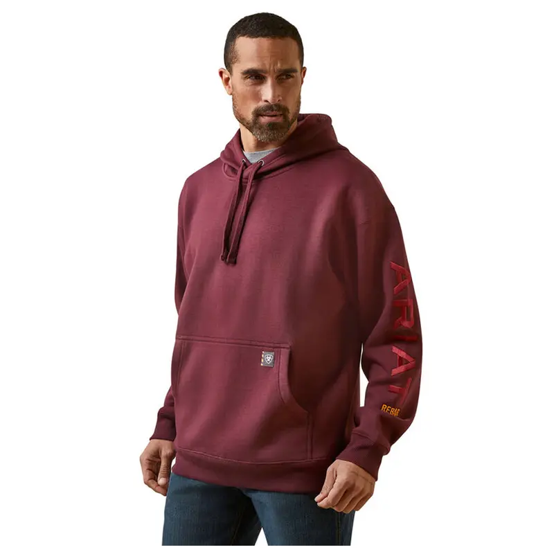 10046663 Ariat Men's Rebar Graphic Hooded Sweatshirt - Malbec 1