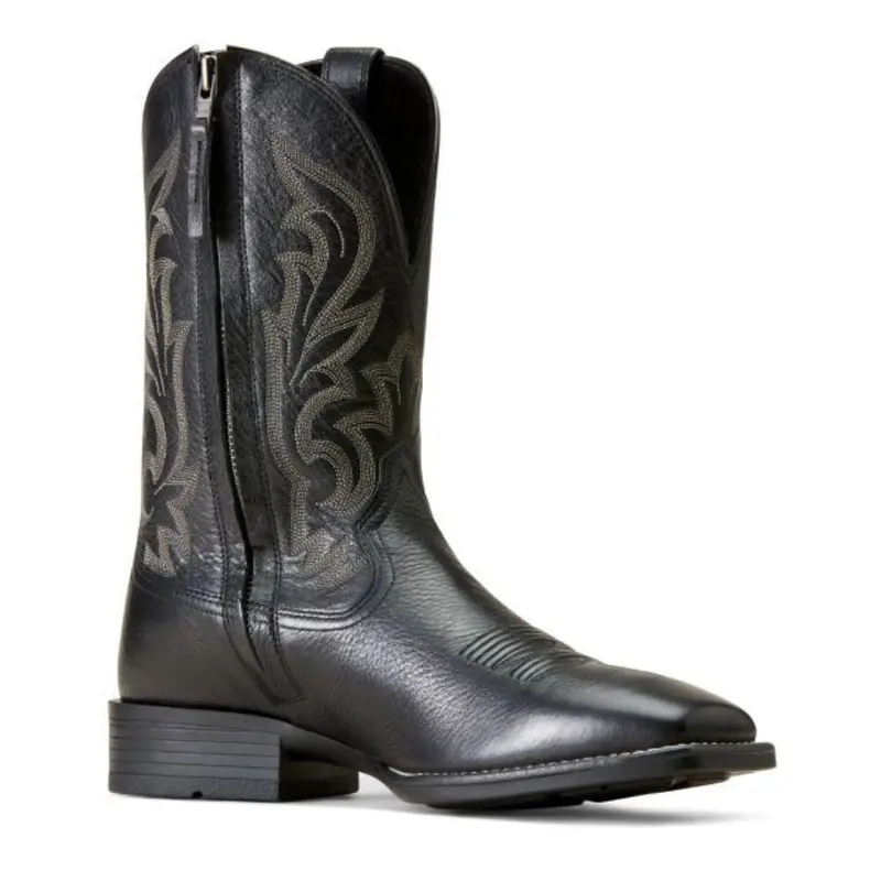 10046852 Ariat Men's Slim Zip Ultra Western Boot - Black Deertan 1