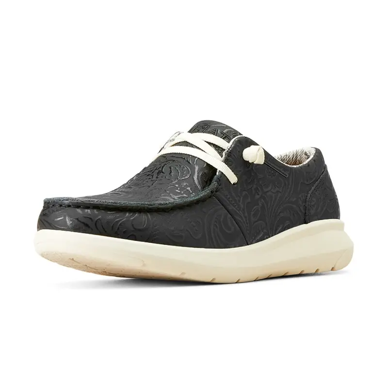 10047014 Ariat Women's Hilo Shoe - Black Floral Embossed 1