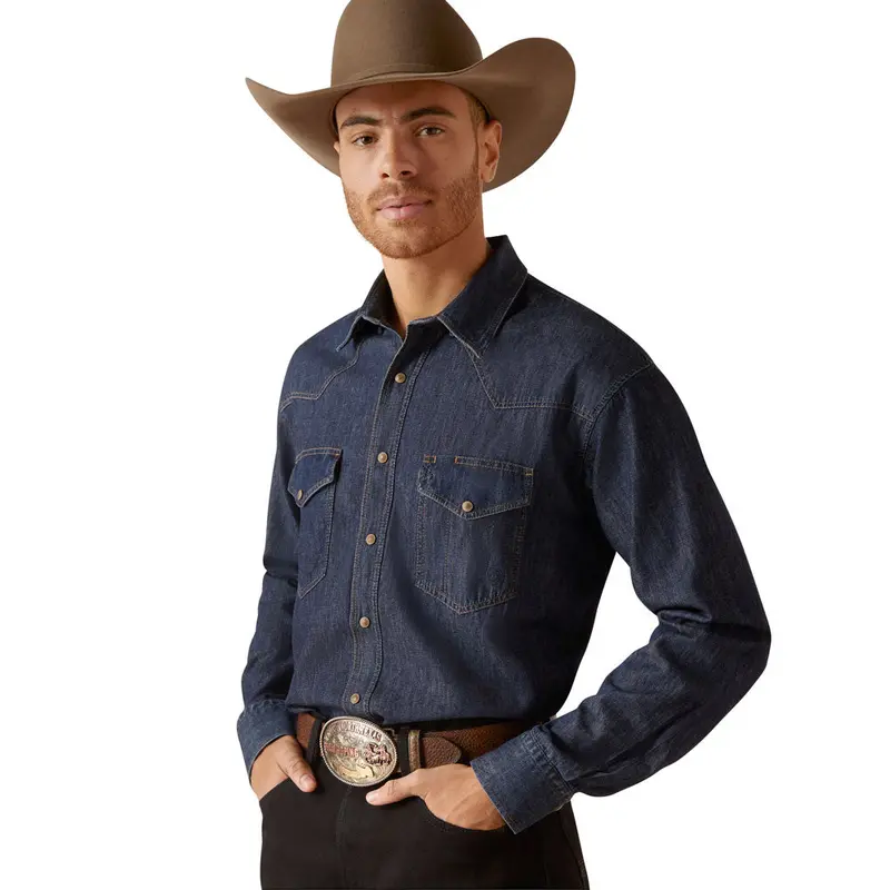 10047940 Ariat Men's Classic Long Sleeve Denim Snap Shirt - Broadway 1