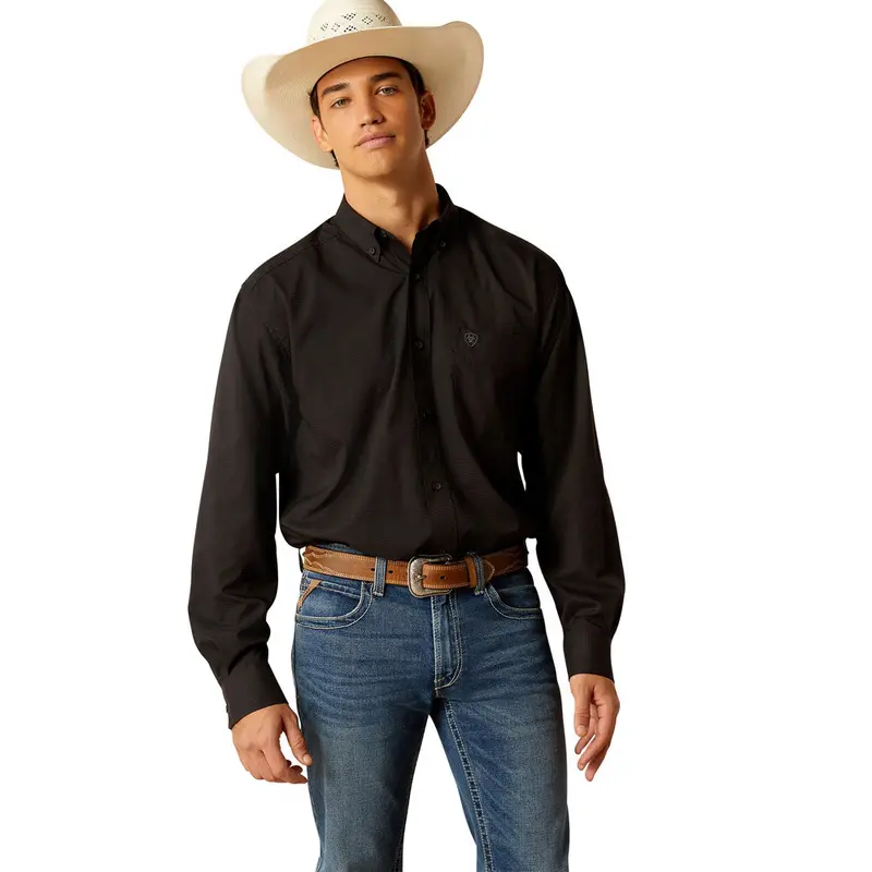 10048567 Ariat Men's 360 Airflow Classic Fit Long Sleeve Button Down Shirt - Black 1