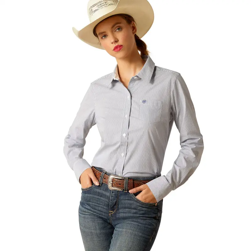 10048886 Ariat Women's Kirby Long Sleeve Stretch Shirt - True Blue 1