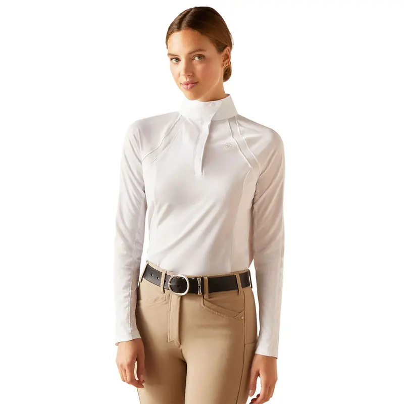 10048938 Ariat Women's Sunstopper 3.0 Long Sleeve Show Shirt - White 1