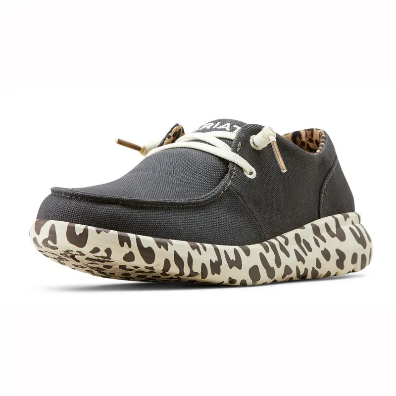 10050925 Ariat Women's Hilo Shoe - Charcoal With Leopard Sole 1