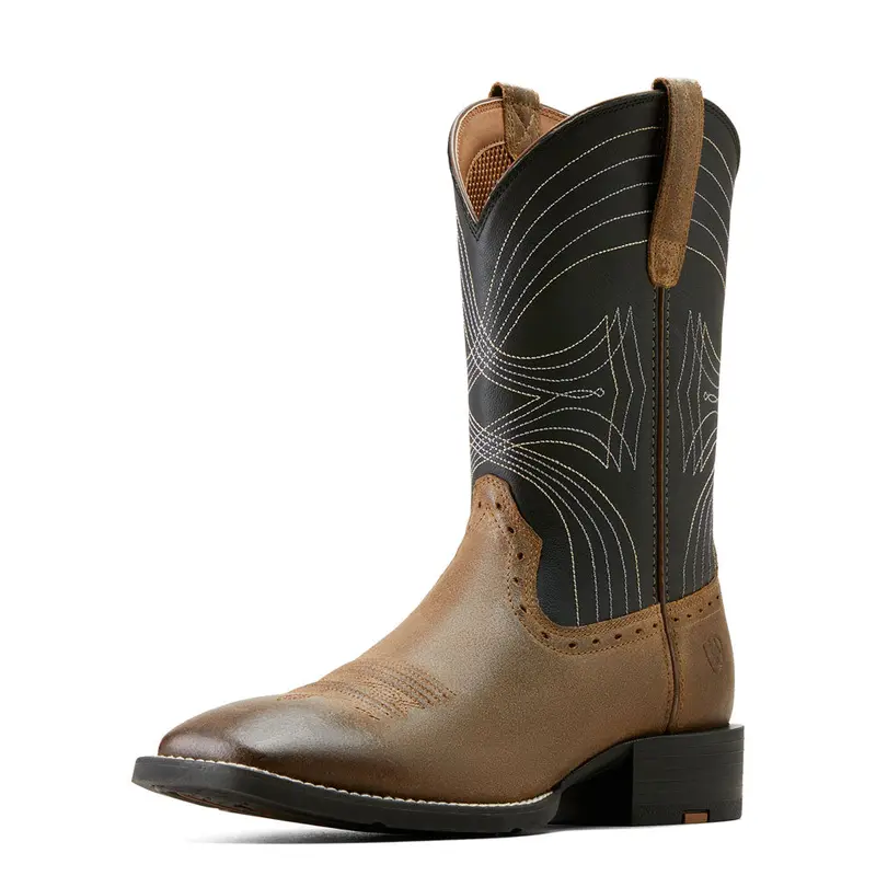 10050993 Ariat Men's Sport Wide Square Toe Cowboy Boot- Barley Brown 1