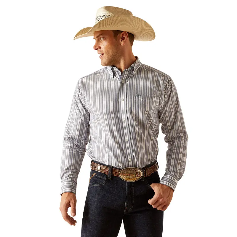 10051518 Ariat Men's Pro Series Ross Classic Fit Long Sleeve Buttondown Shirt - Navy 1