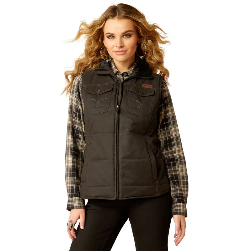 10052044 Ariat Women's Grizzly Quilted Conceal Carry Vest - Black 1