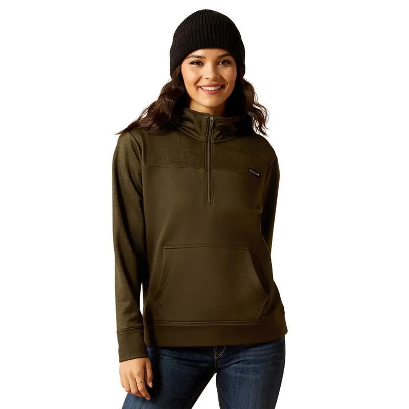 10052419 Ariat Women's Tek Fleece 1/4 Zip Sweatshirt - Croc/Relic 1