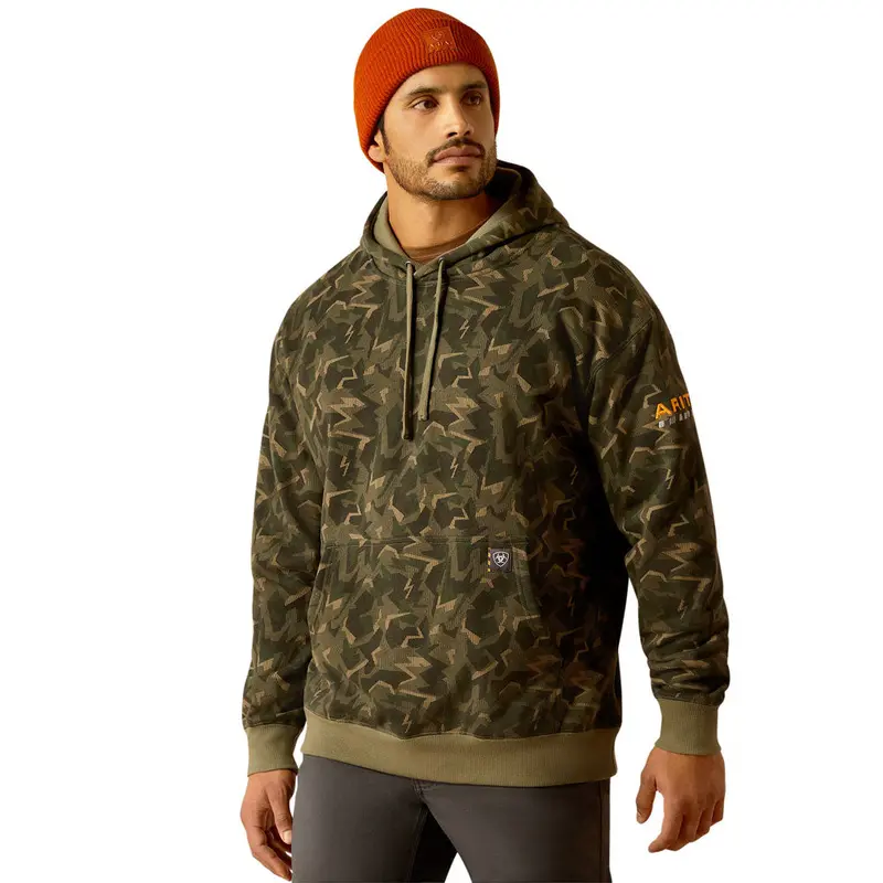 10052502 Ariat Men's Rebar Workman Shard Hoodie - Deep Lichen Camo 1