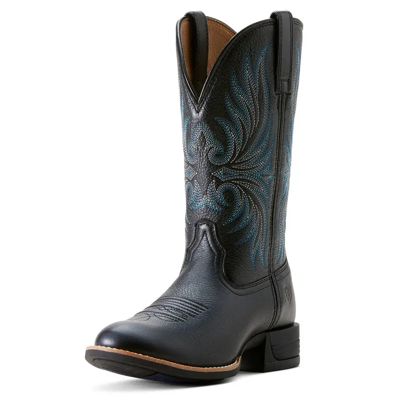 10053600 Ariat Women's Ranahan Round Toe Western Boot - Black Deertan 1
