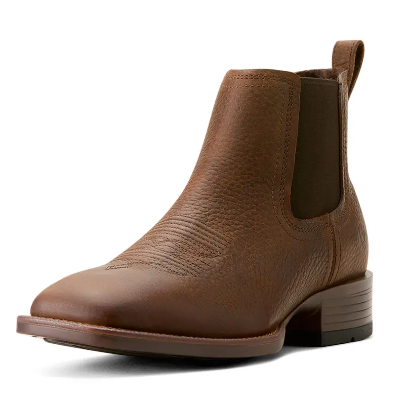 10053654 Ariat Men's Booker Ultra Chelsea Wide Square Toe Cowboy Boot - Brown Oiled Rowdy 1
