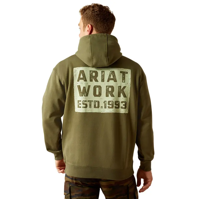 10054469 Ariat Men's Rebar Workman Brickyard Hoodie - Four Leaf Clover 1
