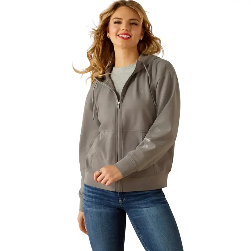 10054492 Ariat Women's Breeze Full Zip Long Sleeve Hoodie - Smoked Pearl 1