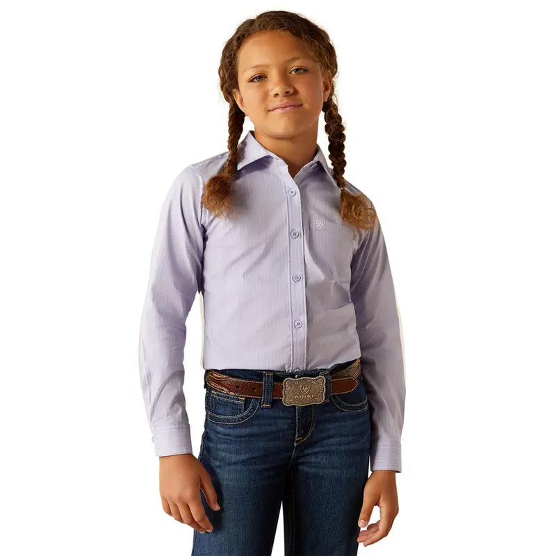 10054599 Ariat Girls' Kirby Shirt - Sweet Lavender Stripe 1