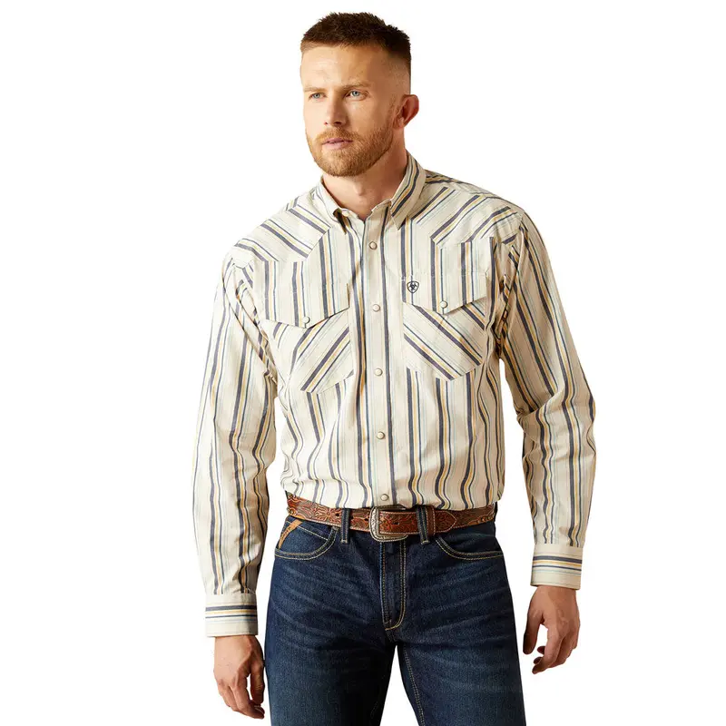 10054659 Ariat Men's Finnley Classic Fit Long Sleeve Western Shirt - Cream 1