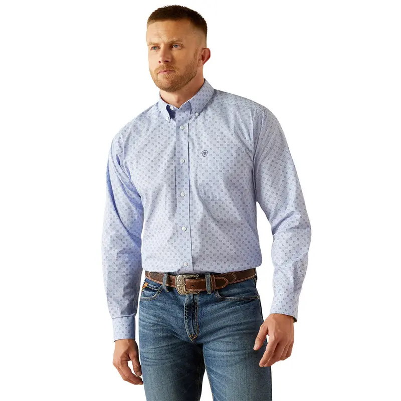 10054825 Ariat Men's Wrinkle Free Otello Classic Fit Long Sleeve Shirt - Periwinkle 1