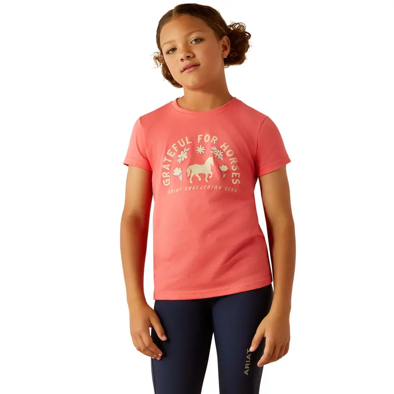 10055142 Ariat Youth Grateful Short Sleeve T-Shirt - Coral Paradise 1