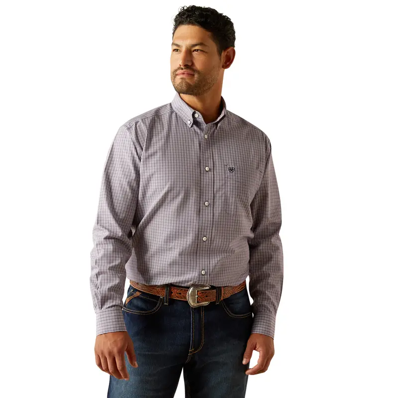 10058745 Ariat Men's Wrinkle Free Roger Classic Fit Long Sleeve Button-Down Shirt - Dark Purple 1