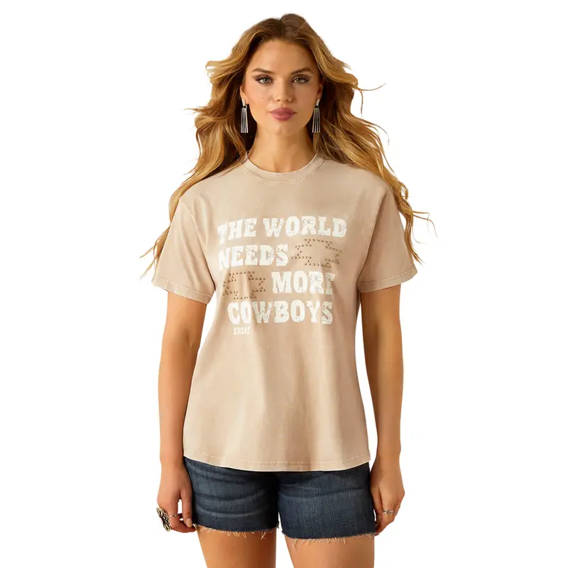 10059023 Ariat Women's More Cowboys Short Sleeve T-Shirt - White Pepper 1