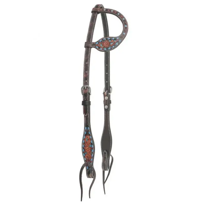 1006-17-Sc Circle Y One Ear Headstall - Bronco Texas Flower 1