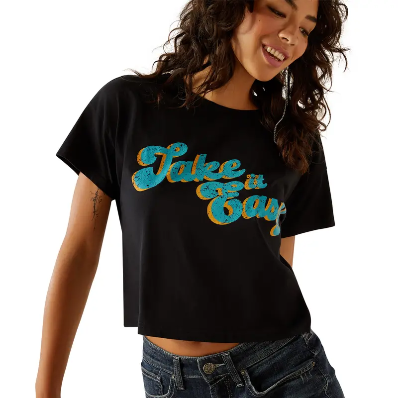 10060388 Ariat Women's Take It Easy Short Sleeve T-Shirt - Black 1