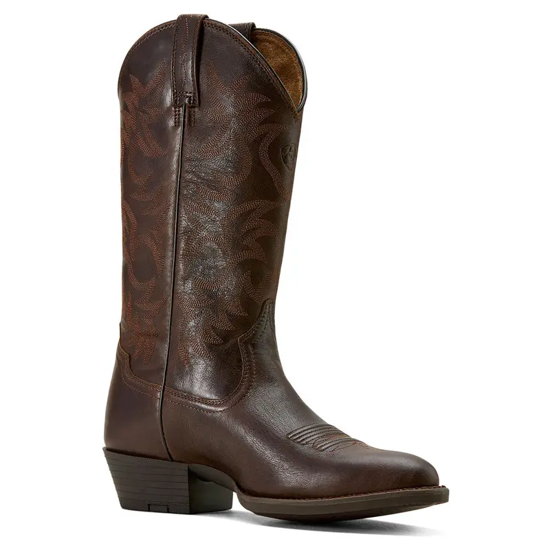 10061279 Ariat Men's Heritage R Toe Western Boot - Burnished Chocolate 1