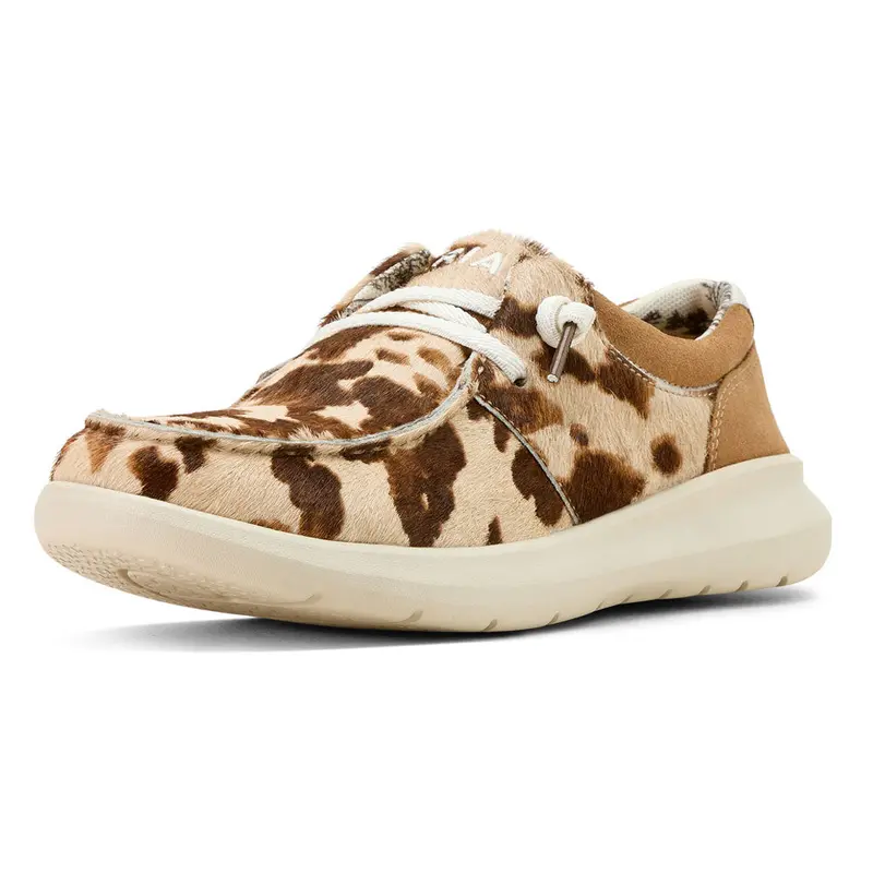 10061345 Ariat Women's Hilo Shoe - Tan & White Brindle Hair On 1