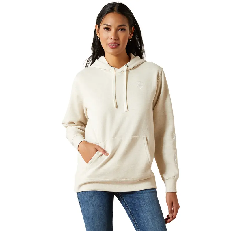 10062270 Ariat Women's Logo 2.0 Hoodie - Oatmeal Heather 1