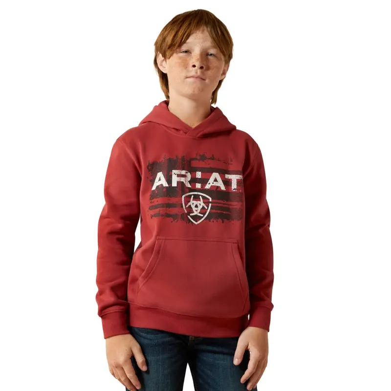 10062462 Ariat Youth Liquid Stamp Hoodie - Brick Red 1