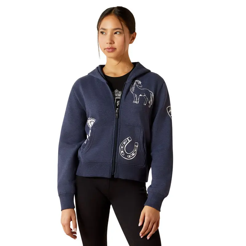 10062478 Ariat Youth Spiffy Full Zip Sweatshirt - Navy Heather 1