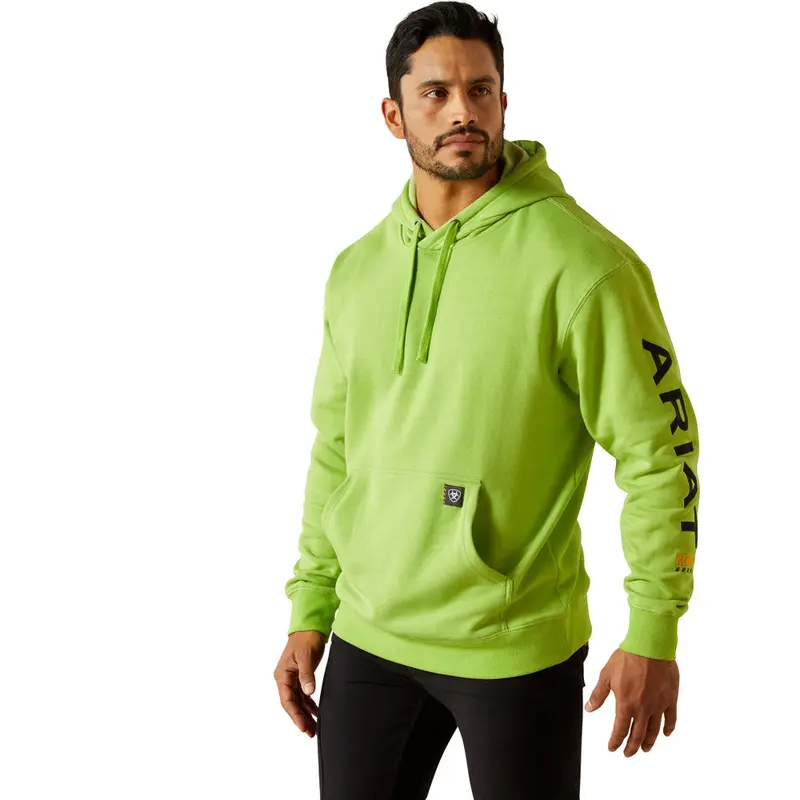 10062546 Ariat Men's Rebar Graphic Hoodie - Lime Heather/Black 1