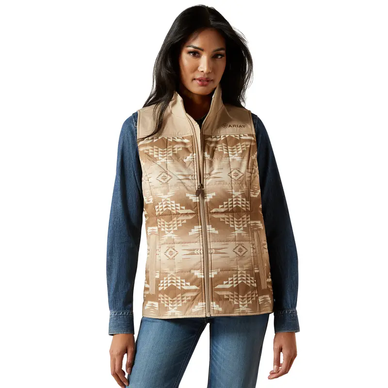 10062553 Ariat Women's Crius Conceal Carry Vest - Savannah Tan/Dune Print 1