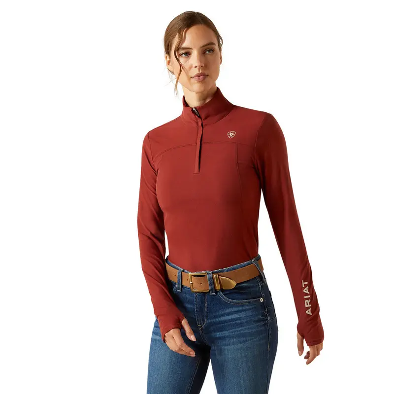 10062632 Ariat Women's Lowell 3.0 1/4 Zip Long Sleeve Baselayer - Madder Brown 1