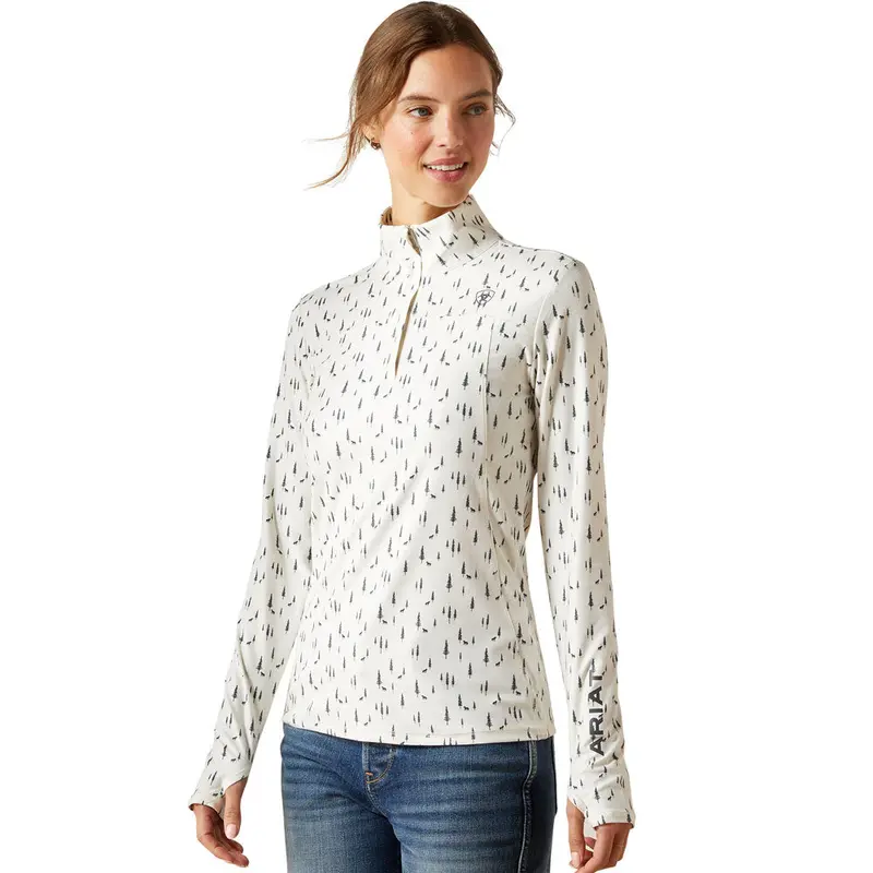 10062637 Ariat Women's Lowell 3.0 1/4 Zip Baselayer - Forest Horses 1