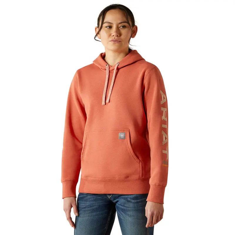 10062660 Ariat Women's Rebar Graphic Hoodie - Argon Heather/Cameo 1