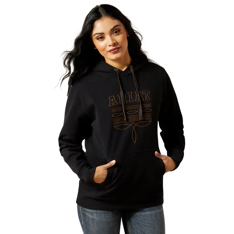 10062734 Ariat Women's Booted Logo Hoodie - Black 1
