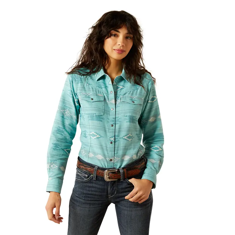 10062841 Ariat Women's Montana Long Sleeve Western Snap Shirt - Montana Blanket Jacquard 1