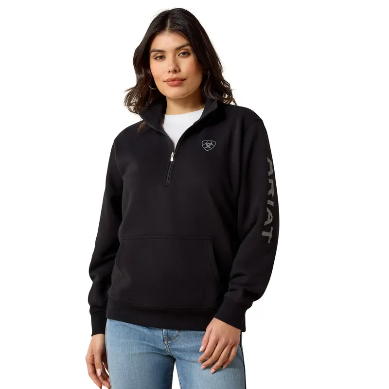 10063144 Ariat Women's Foundation Logo 1/2 Zip Sweatshirt - Black 1