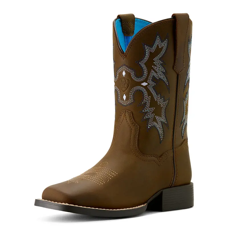 10063834 Ariat Youth Tombstone Western Boot - Distressed Brown 1