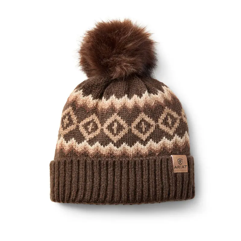 10063838 Ariat Women's Bristol Beanie - Chocolate Brown 1