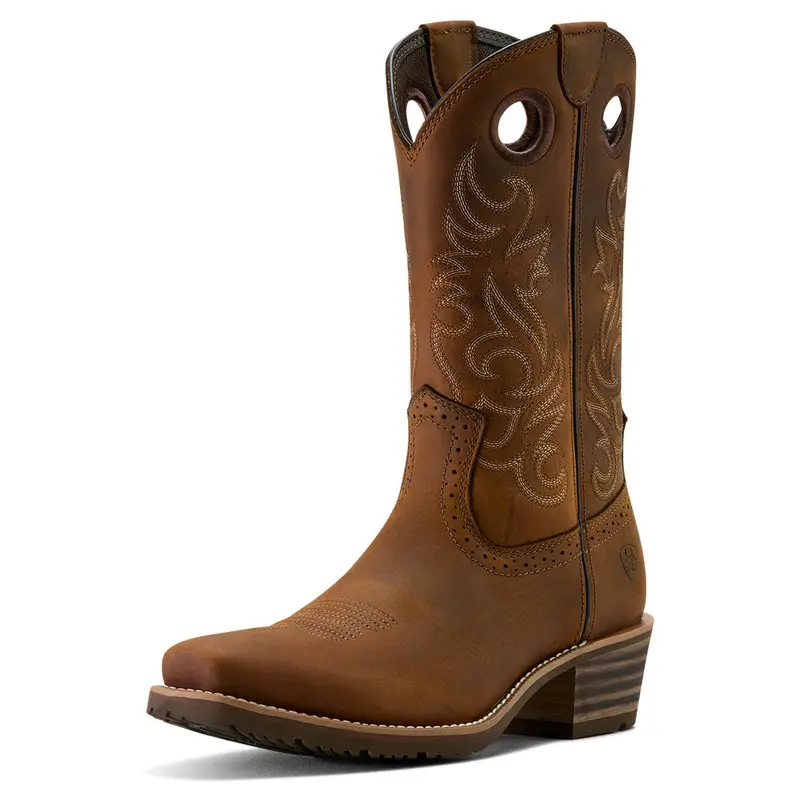 10064046 Ariat Men's Hybrid Roughstock Square Toe Cowboy Boot - Distressed Brown 1