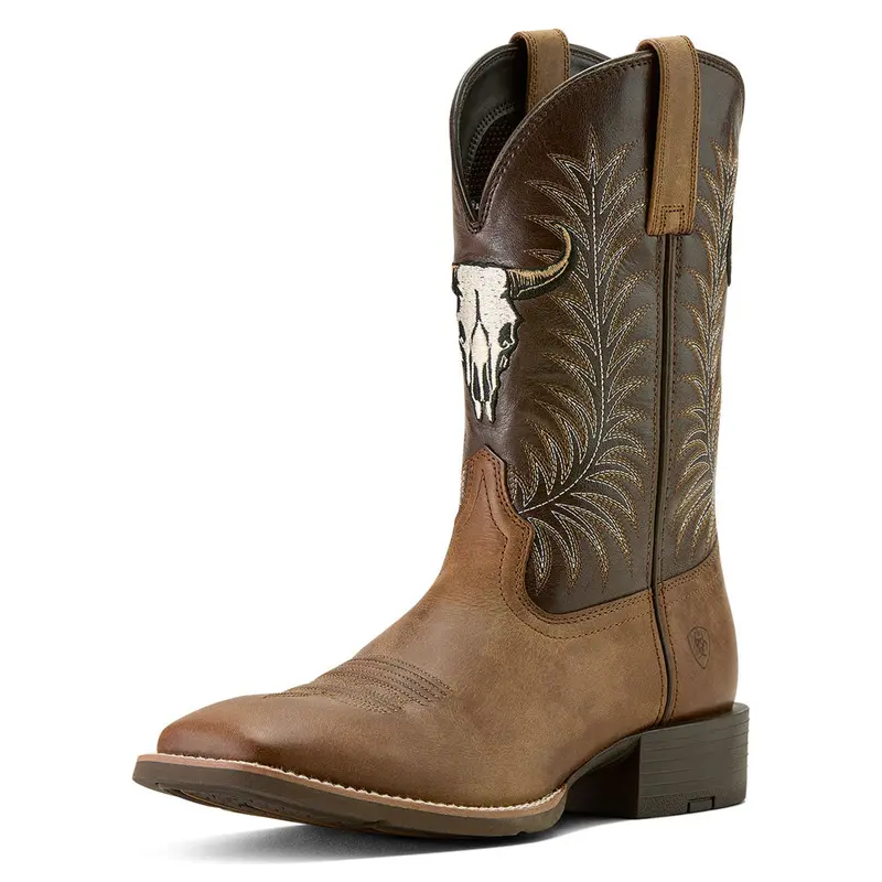 10064053 Ariat Men's Sport Steer Skull Wide Square Toe Cowboy Boot - Sandstorm 1