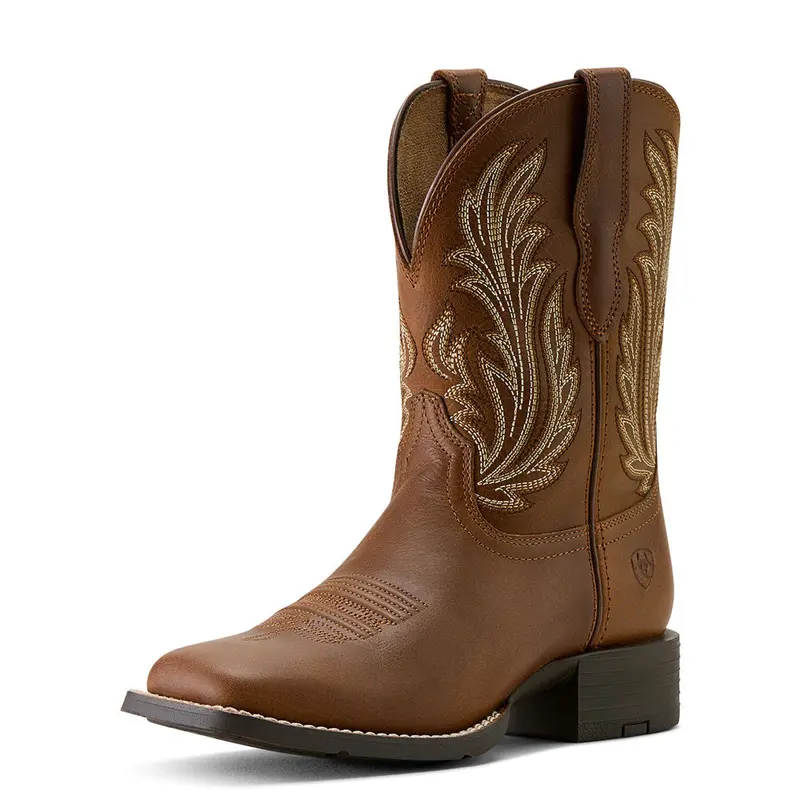 10064074 Ariat Women's Round Up Filly Wide Square Toe Western Boot - Sorrel Crunch 1