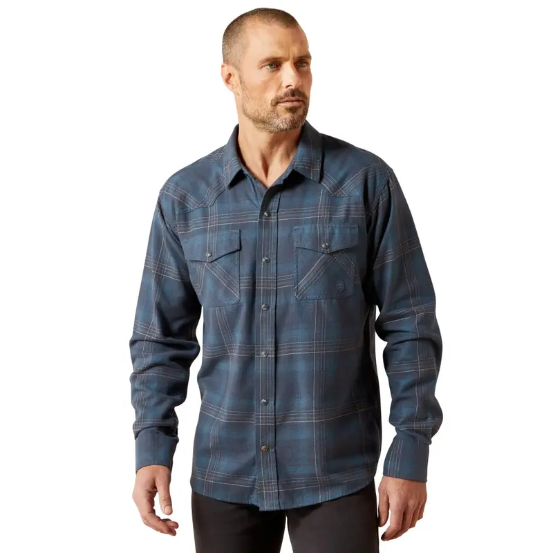 10065760 Ariat Men's Higgins Retro Fit Long Sleeve Snap Shirt - Navy 1