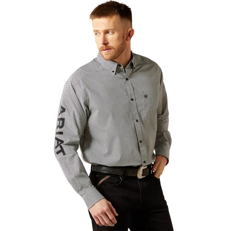 10065815 Ariat Men's Team Pablo Classic Fit Long Sleeve Button Down Shirt - White & Black 1