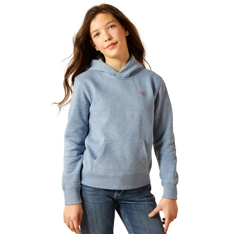 10065824 Ariat Girls' 2.0 Logo Hoodie - Vintage Indigo Heather 1
